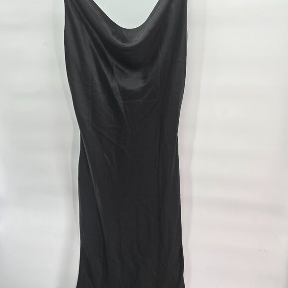 Princess Polly Dresses & Skirts - Princess Polly Black Betta Venore Cowl Neck Back Slit Satin Maxi Dress  8